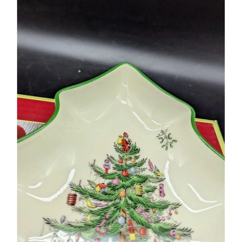 SPODE Christmas Tree Shaped Candy Nut Dish Bowl 8